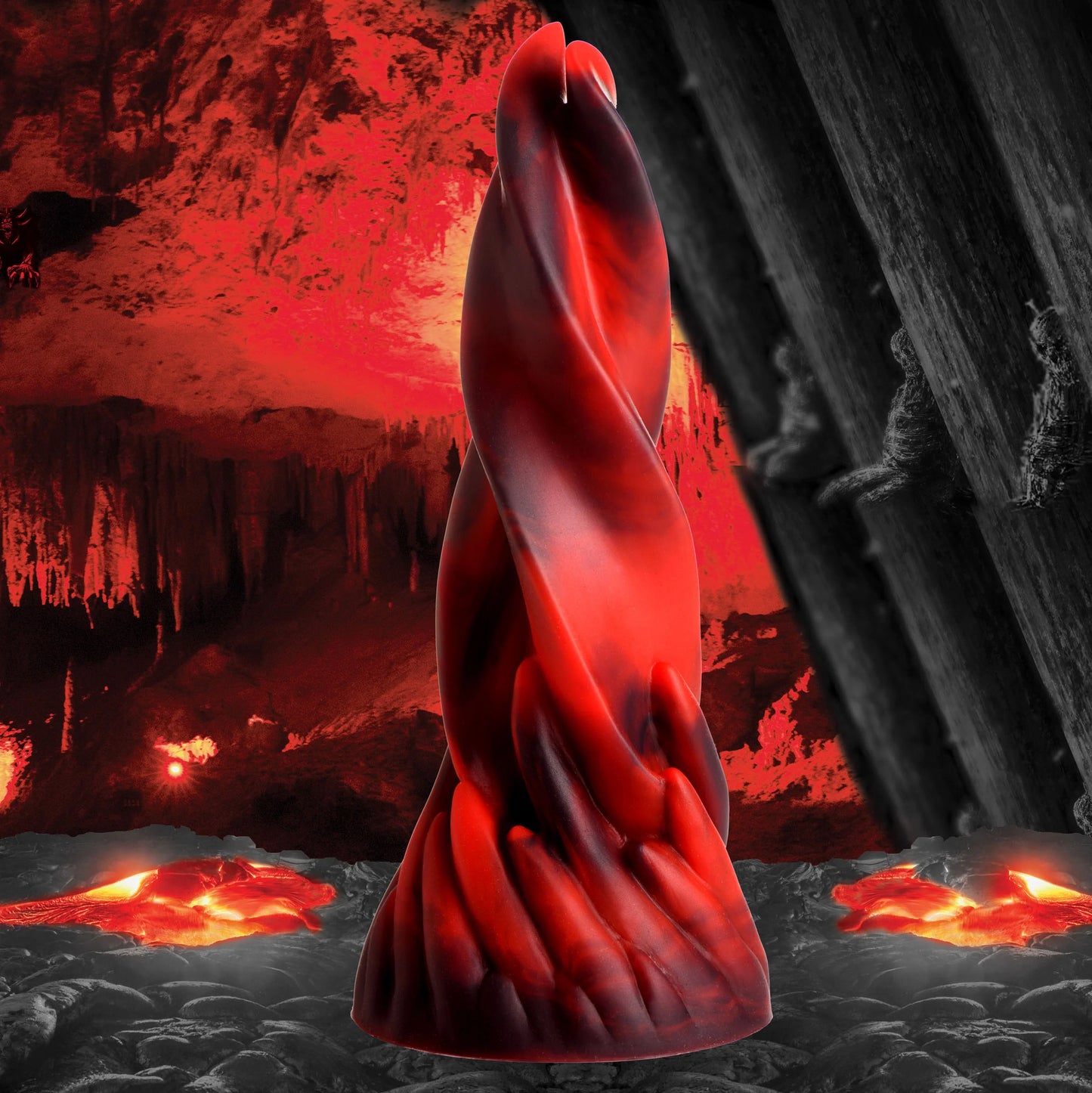 Creature Cocks Hell Kiss Twisted Tongues - Red 18.8cm Fantasy Dildo