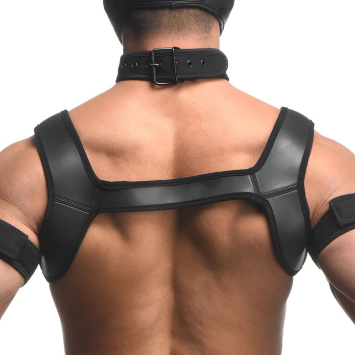 Master Series Full Pup Arsenal Set Neoprene Puppy Hood, Chest Harness, Collar W/ Leash, & Arm Bands