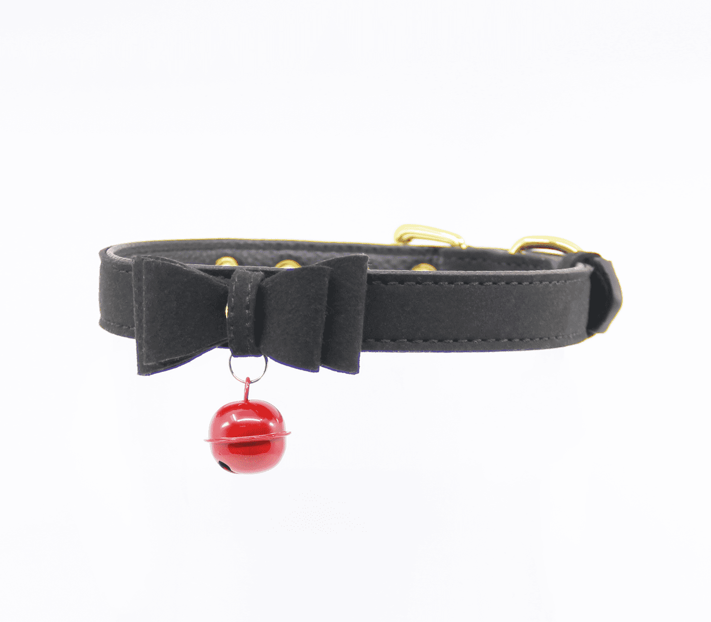 Love In Leather Faux Suede Leather With Centre Bow and Cat Bell