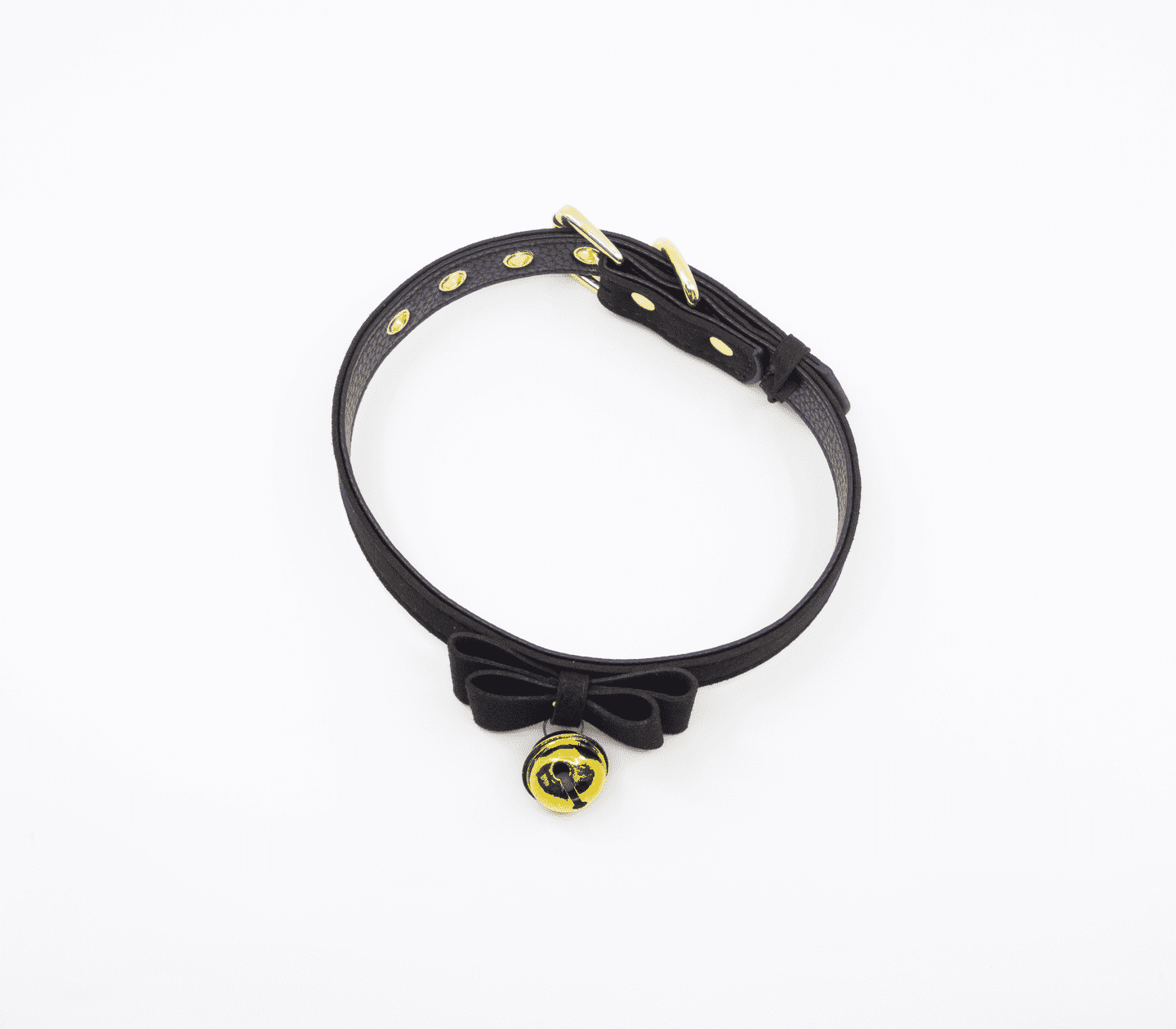 Love In Leather Faux Suede Leather With Centre Bow and Cat Bell