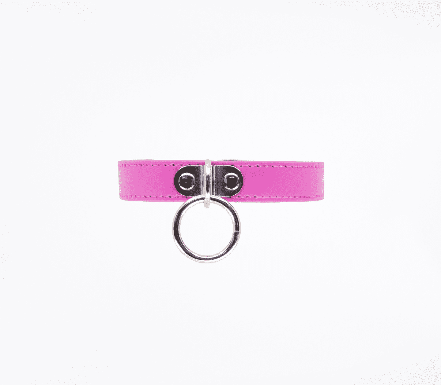 Love In Leather Faux Leather Collar With 1 Centre Dee And  3cm Ring