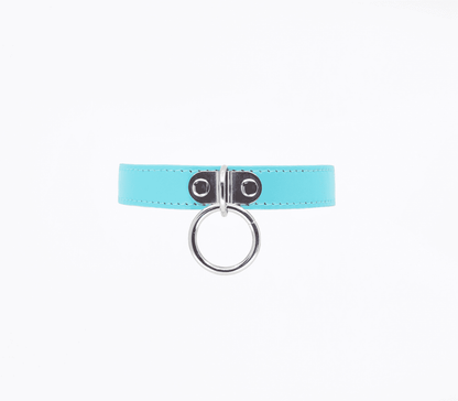 Love In Leather Faux Leather Collar With 1 Centre Dee And  3cm Ring