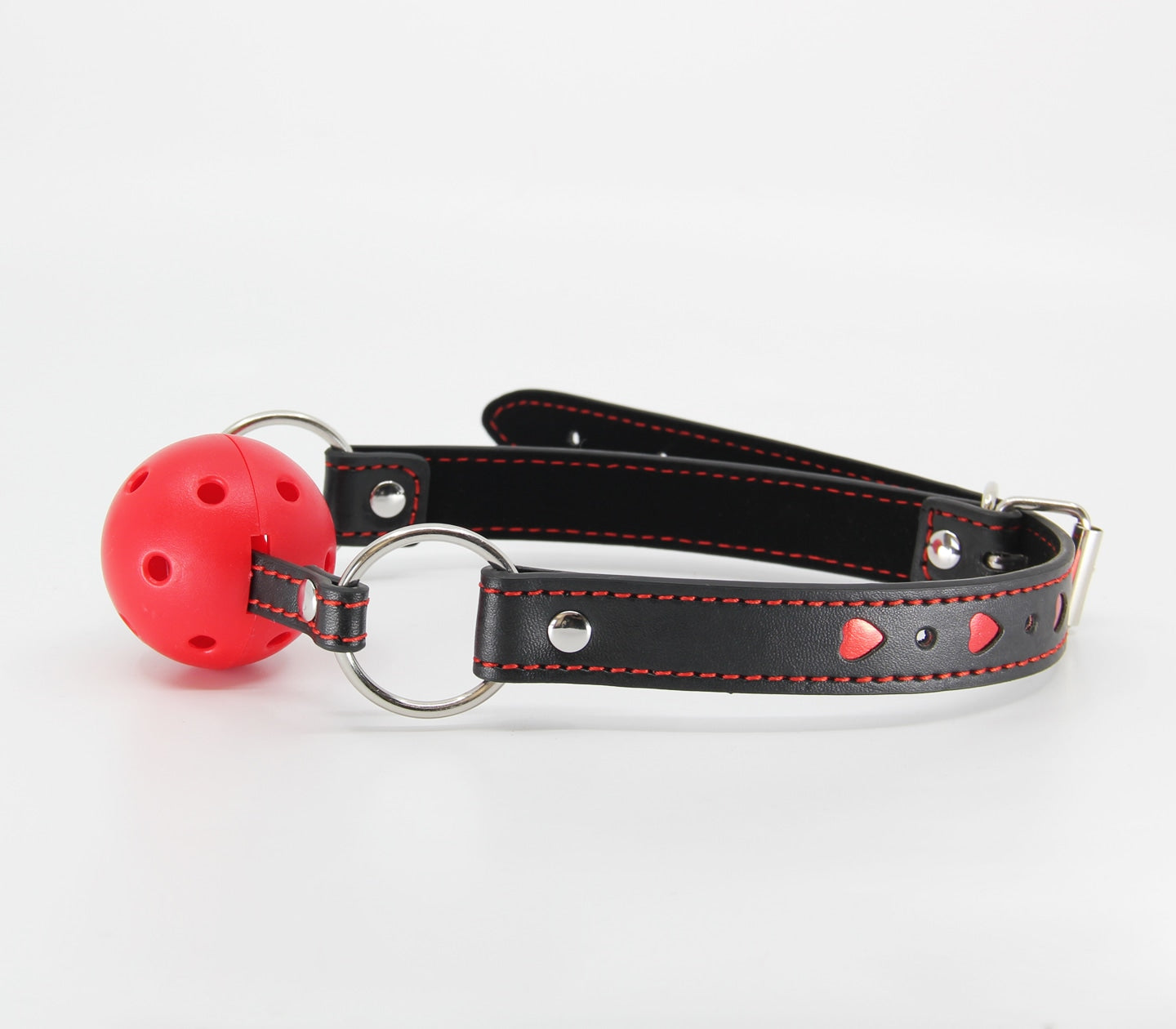 Love In Leather Heart Inlay Faux Leather Gag With Breathable Ball B-GAG01