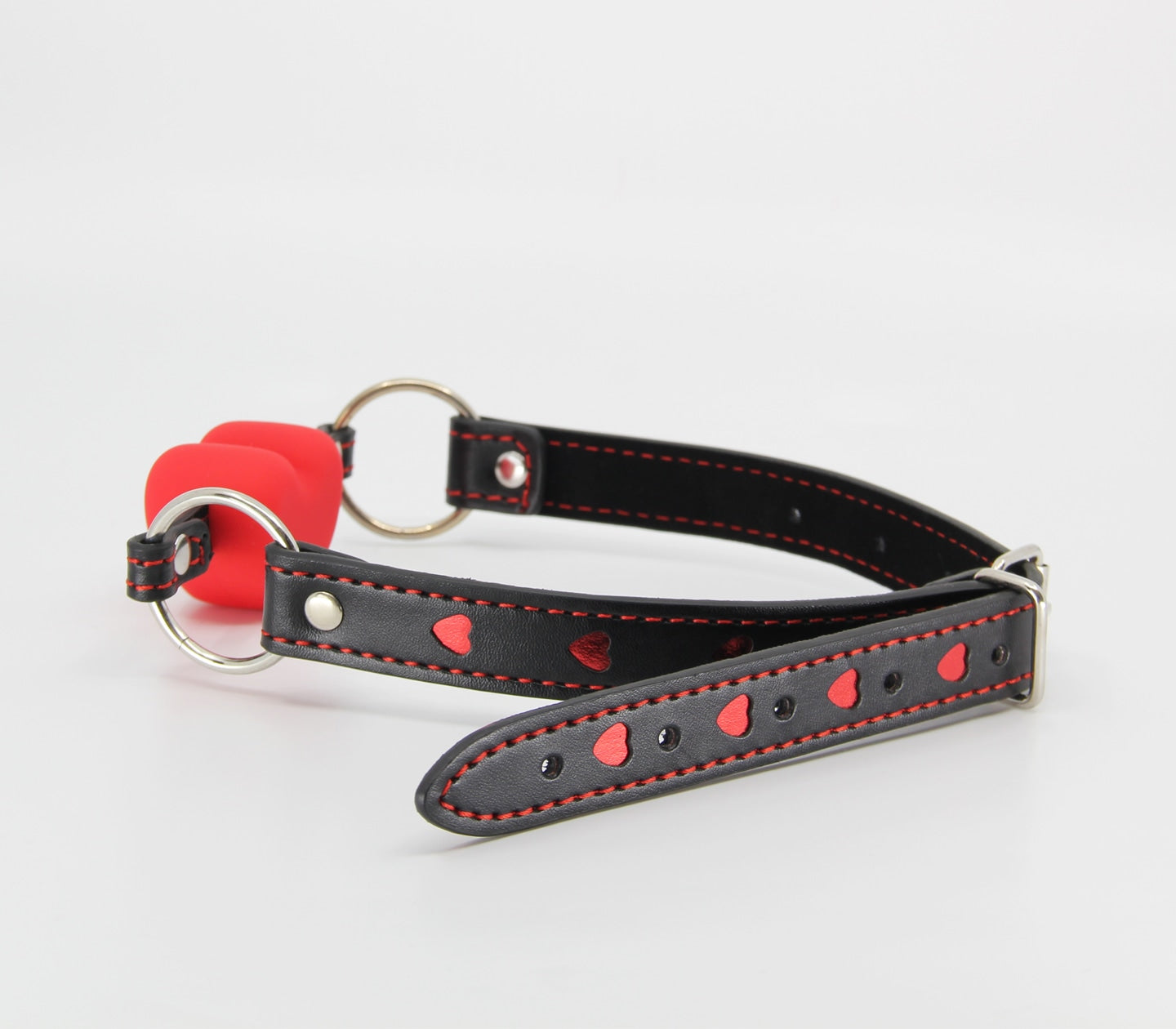 Love In Leather Heart Inlay Faux Leather Gag With Solid Heart Mouth Piece B-GAG01A