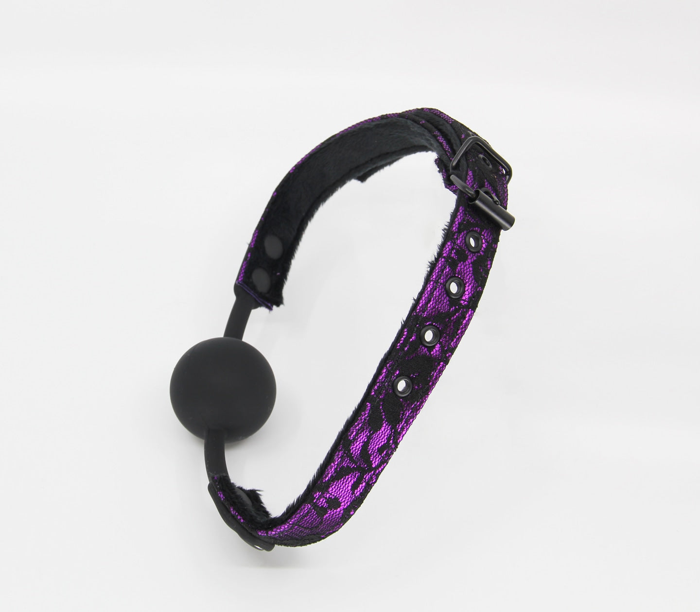 Love In Leather Satin & Lace Silicone Ball Gag B-GAG21