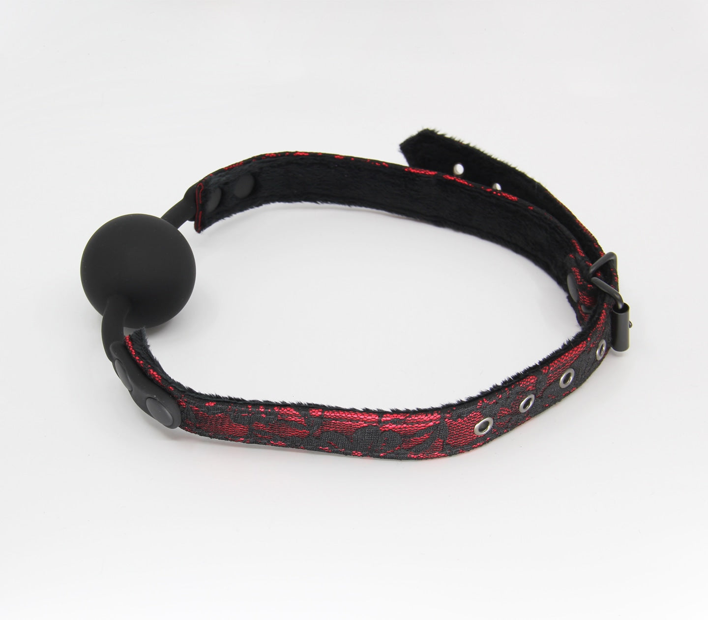 Love In Leather Satin & Lace Silicone Ball Gag B-GAG21