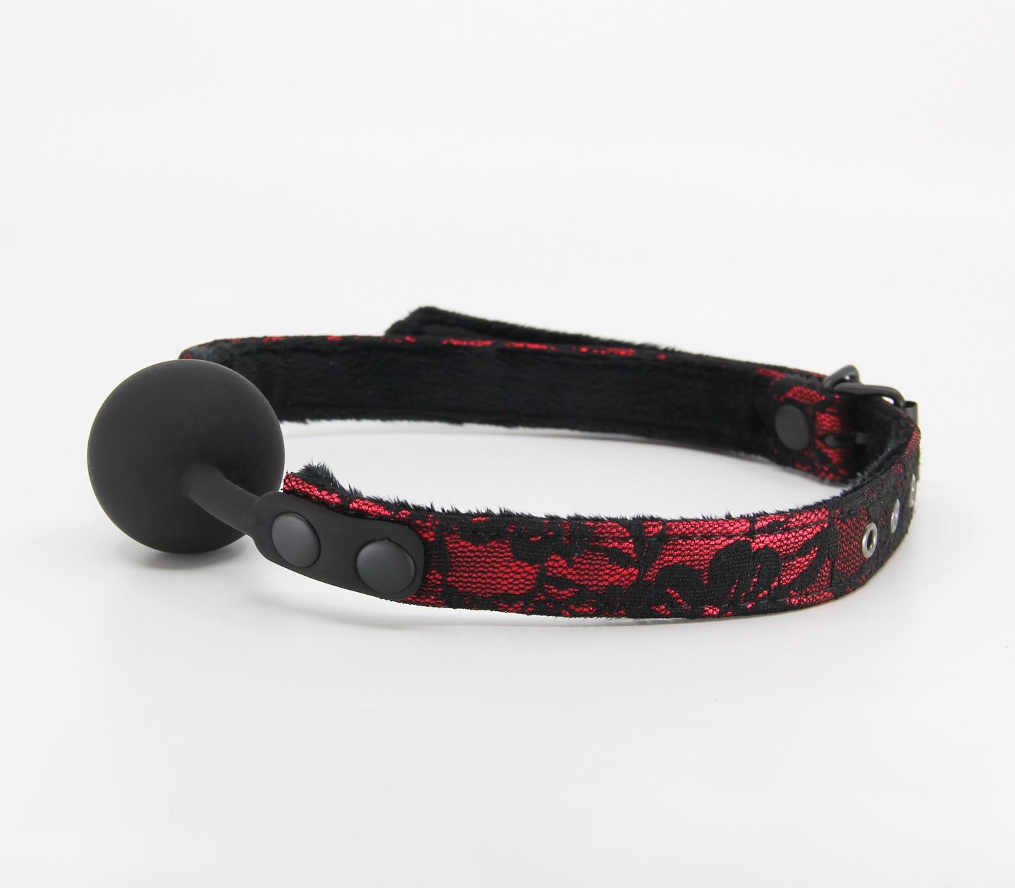 Love In Leather Satin & Lace Silicone Ball Gag B-GAG21