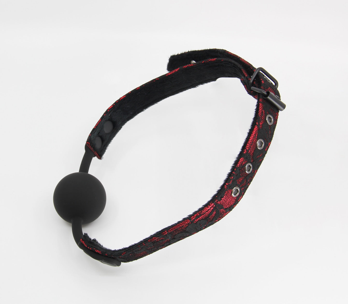 Love In Leather Satin & Lace Silicone Ball Gag B-GAG21