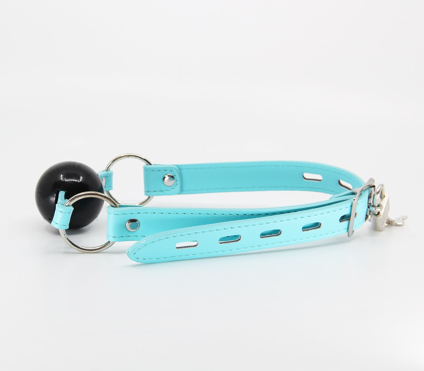 Love In Leather Turquoise Faux Leather Gag With Solid Rubber Ball B-GAG22
