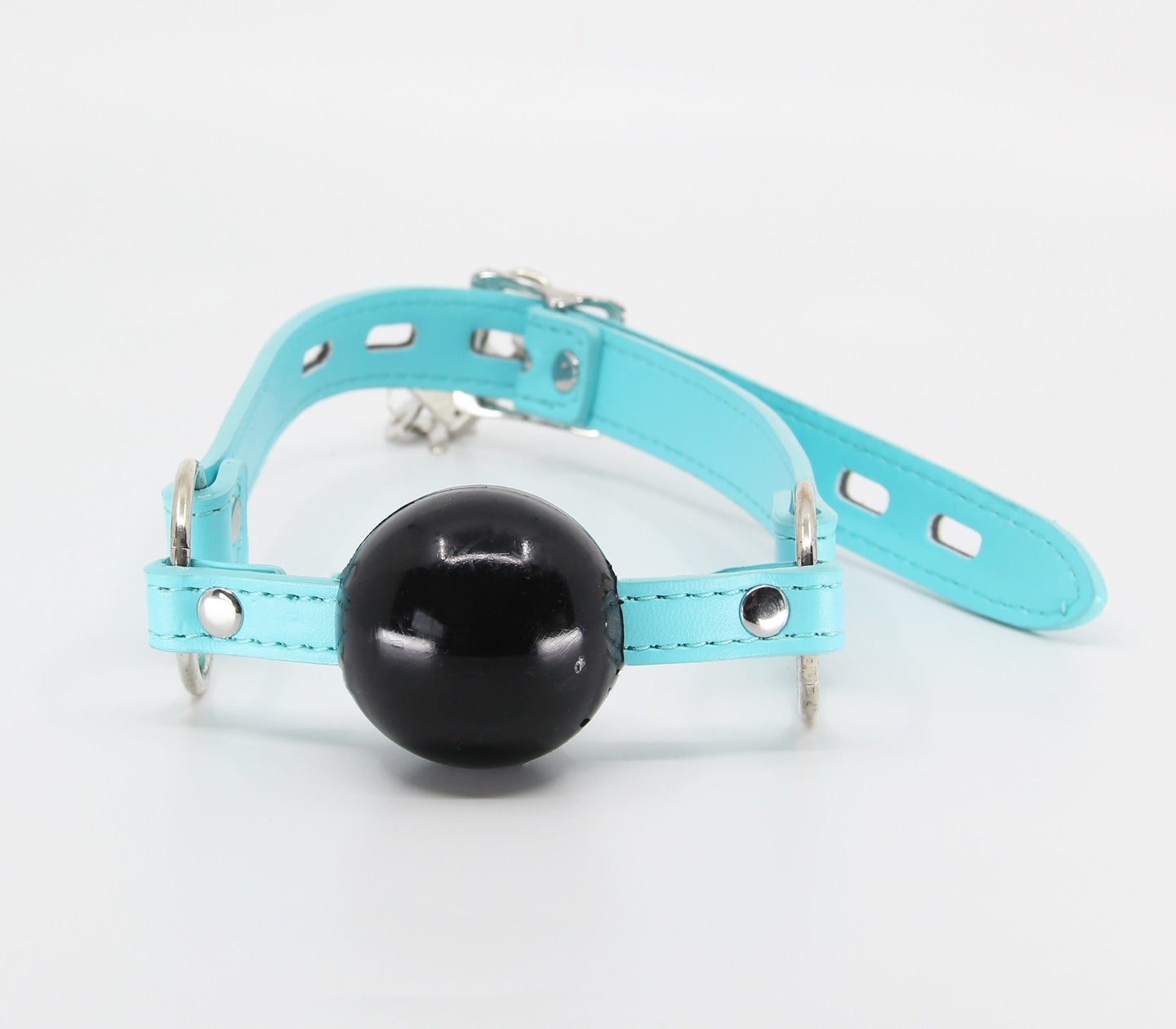 Love In Leather Turquoise Faux Leather Gag With Solid Rubber Ball B-GAG22