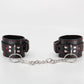 Love In Leather Black Faux Leather Wrist Cuffs With Red Metallic Heart