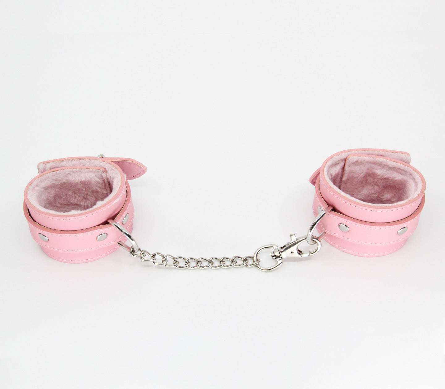 Love In Leather Faux Fur Lined Leatherette Wrist Restraints With Detachable Chain Join