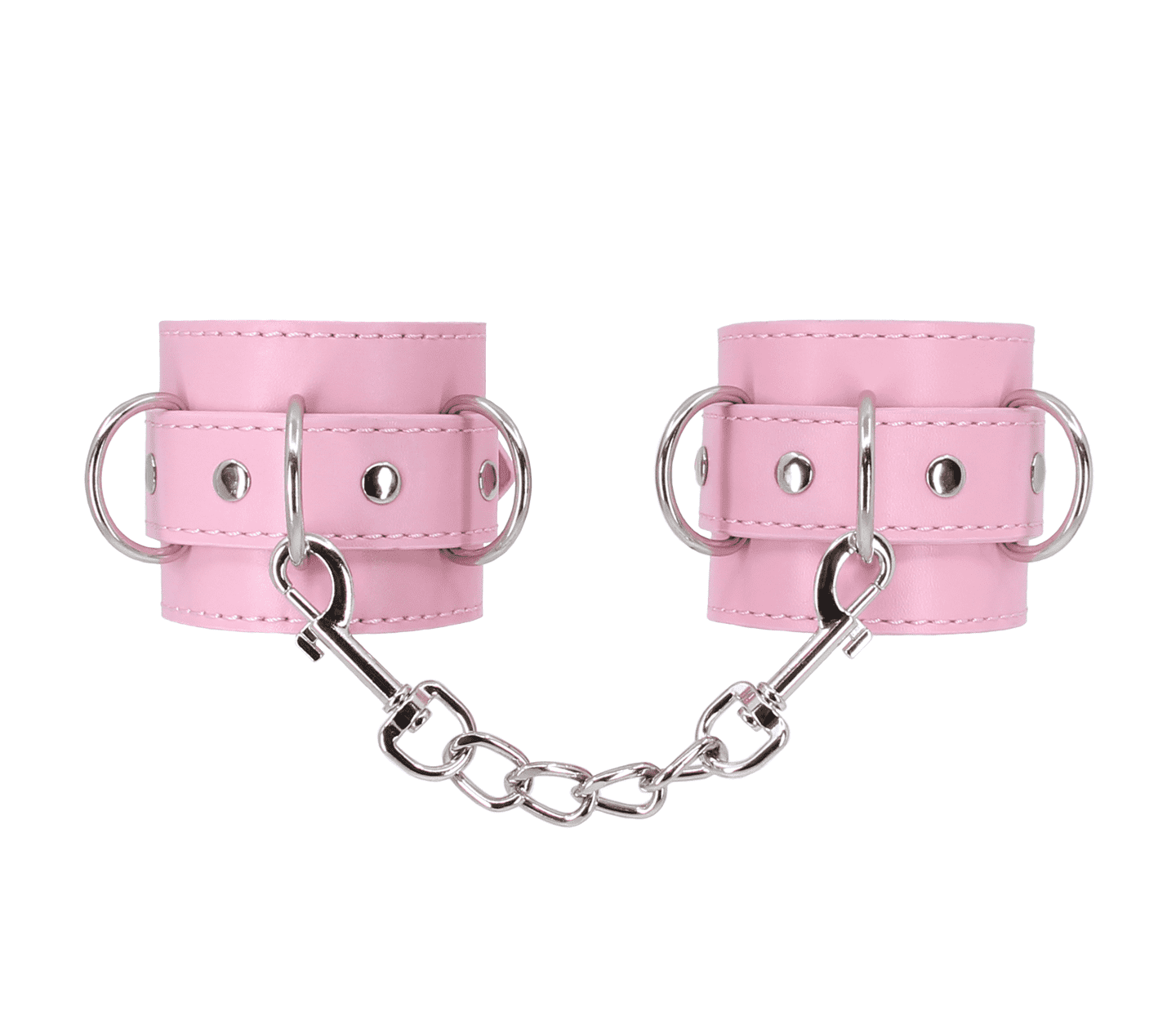 Love In Leather Faux Leather Wrist Cuffs With Buckle Closure And Detachable Chain Join