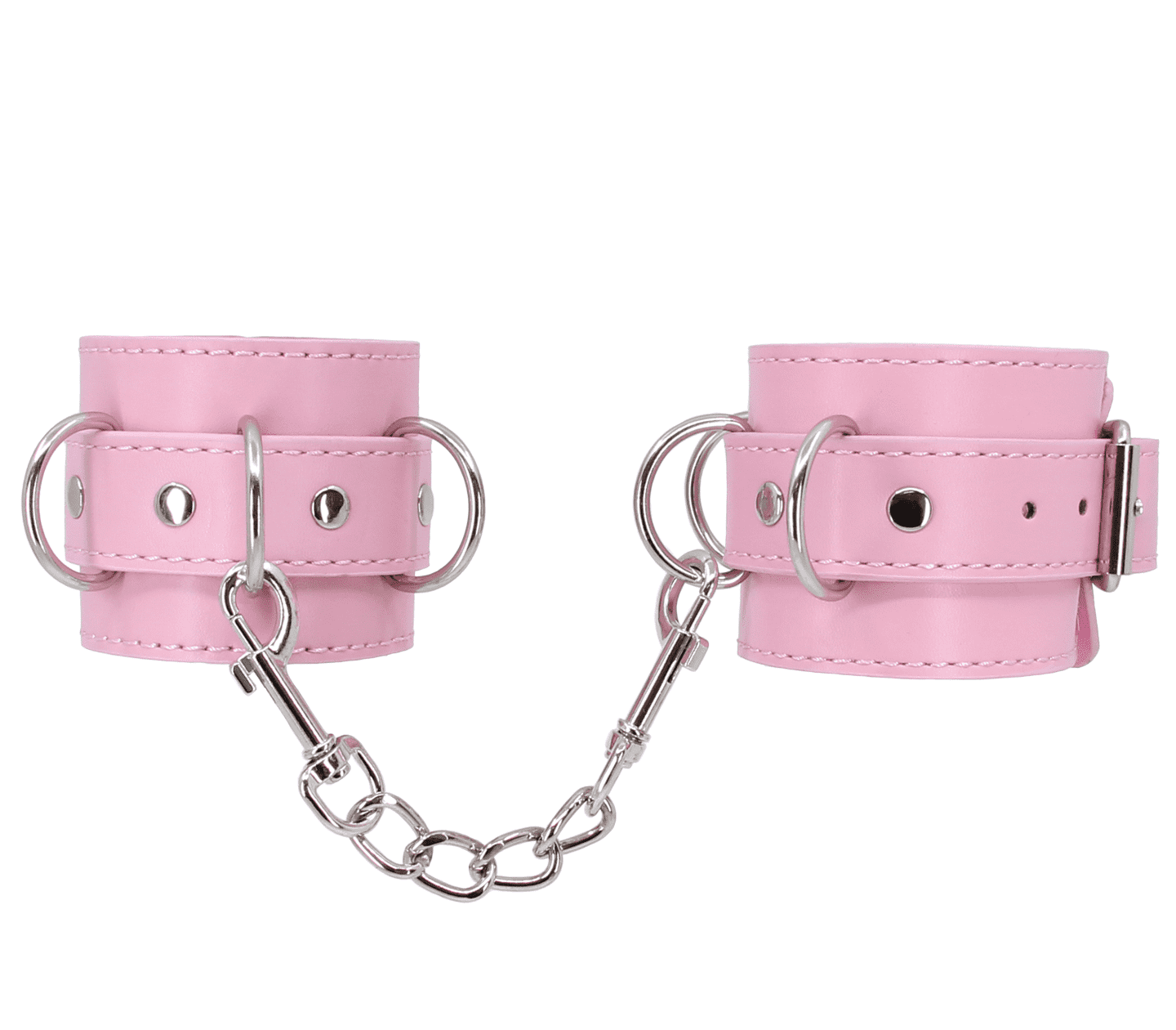 Love In Leather Faux Leather Wrist Cuffs With Buckle Closure And Detachable Chain Join