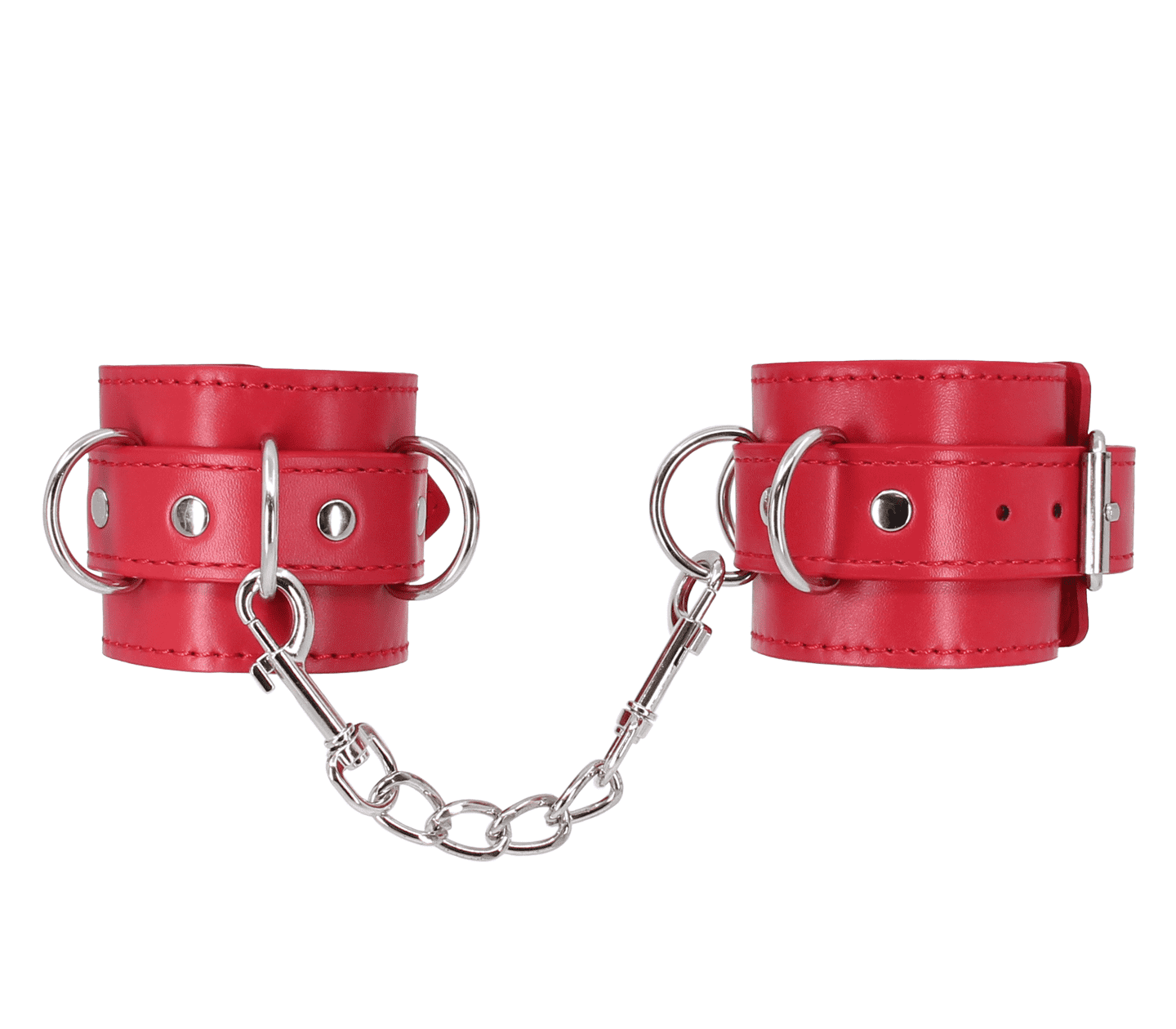 Love In Leather Faux Leather Wrist Cuffs With Buckle Closure And Detachable Chain Join