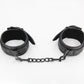 Love In Leather Black Lace Printed Wrist Restraints With Matte Black Hardware And Chain Join