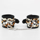 Love In Leather Furry Animal Print Wrist Restraints With Detachable Chain Join