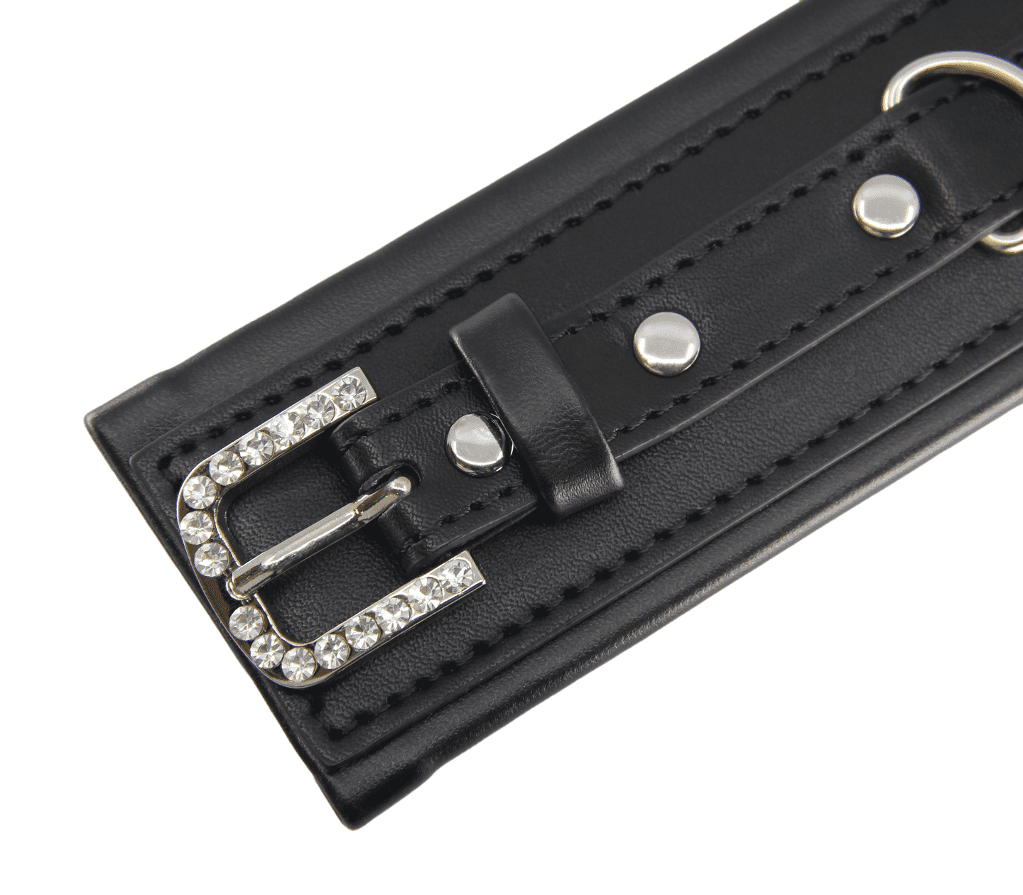 Love In Leather Faux Leather Wrist Restraints With Detachable Chain Join And Diamanté Buckle