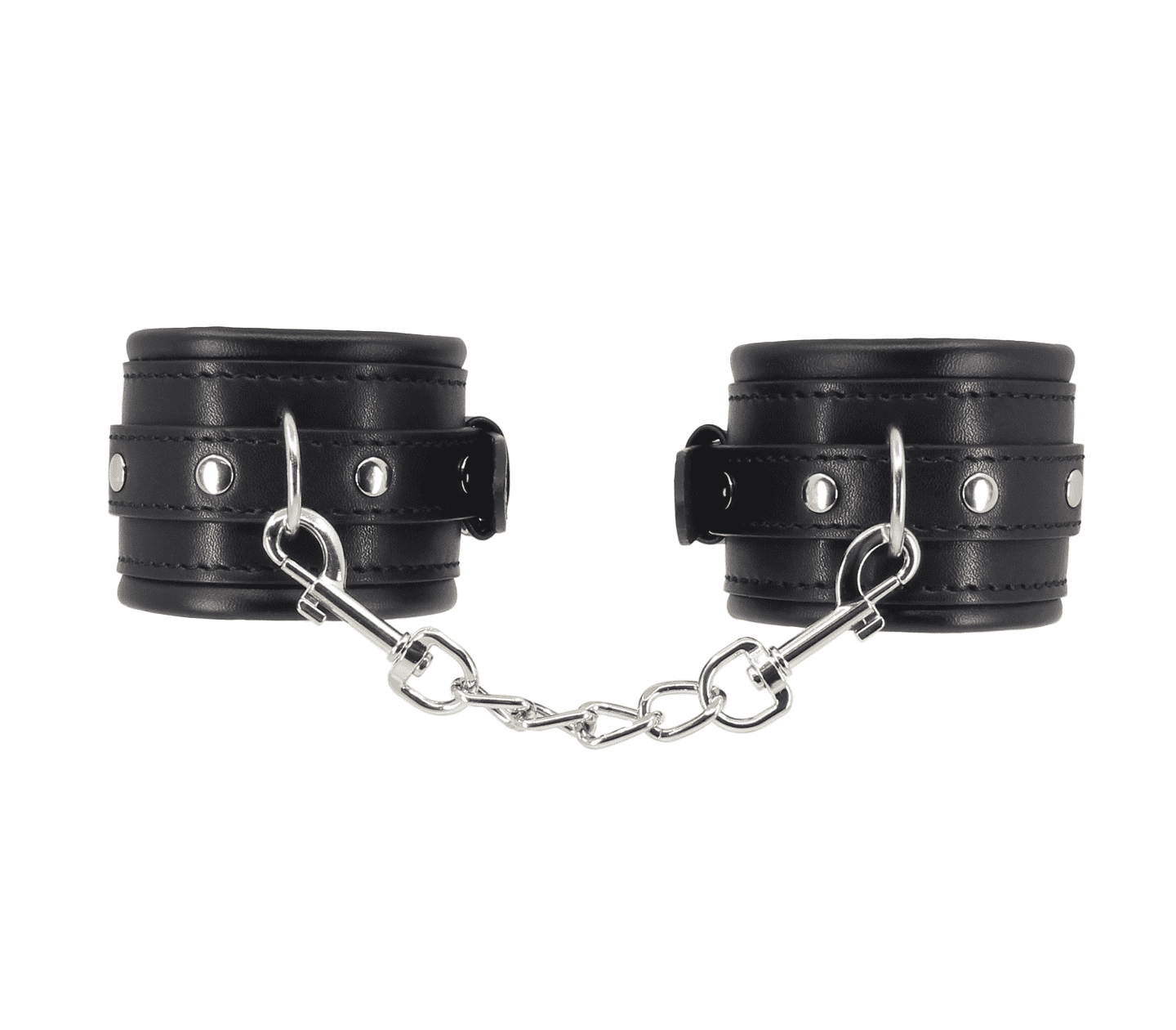 Love In Leather Faux Leather Wrist Restraints With Detachable Chain Join And Diamanté Buckle