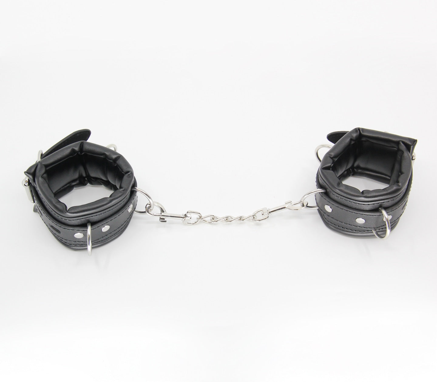 Love In Leather Heavily Padded Wrist Restraints With Dee Rings Lockable Buckles