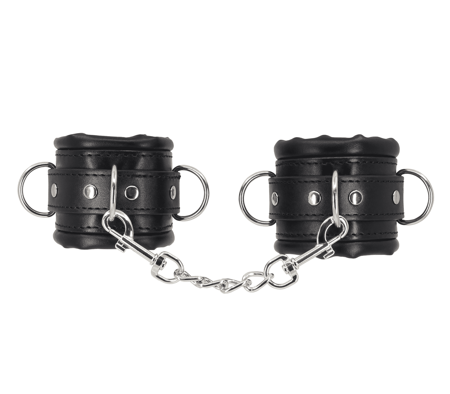 Love In Leather Heavily Padded Wrist Restraints With Dee Rings Lockable Buckles