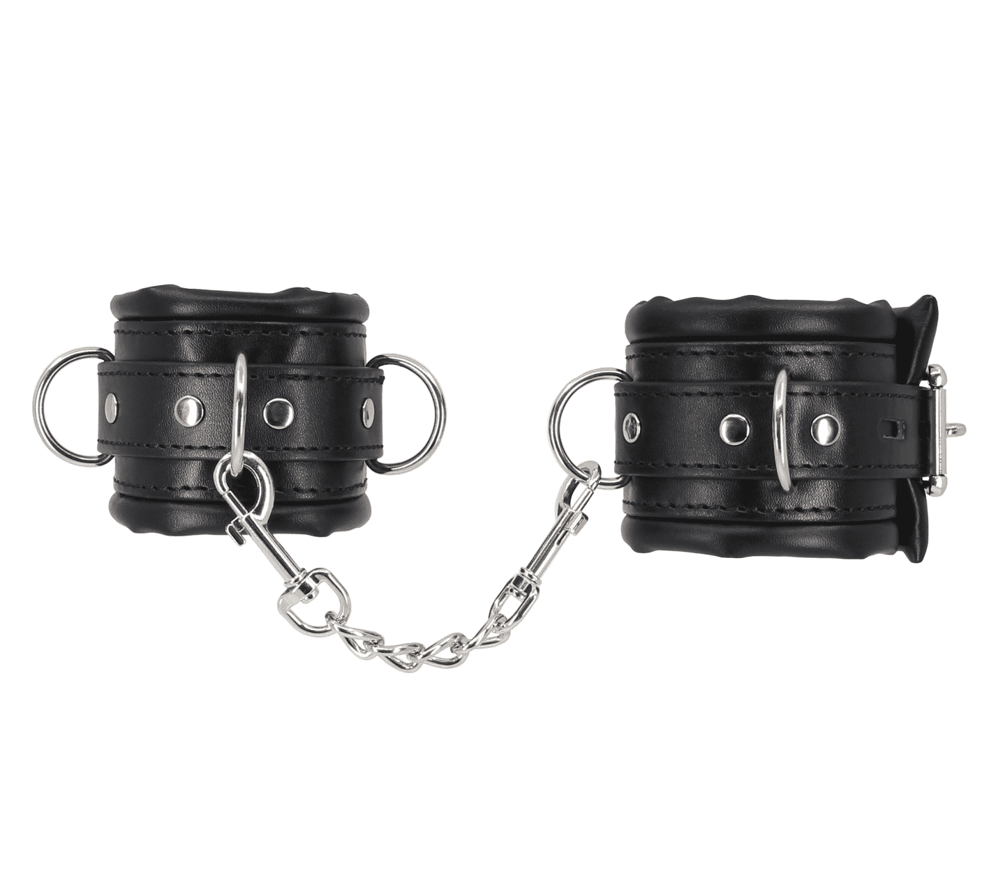 Love In Leather Heavily Padded Wrist Restraints With Dee Rings Lockable Buckles