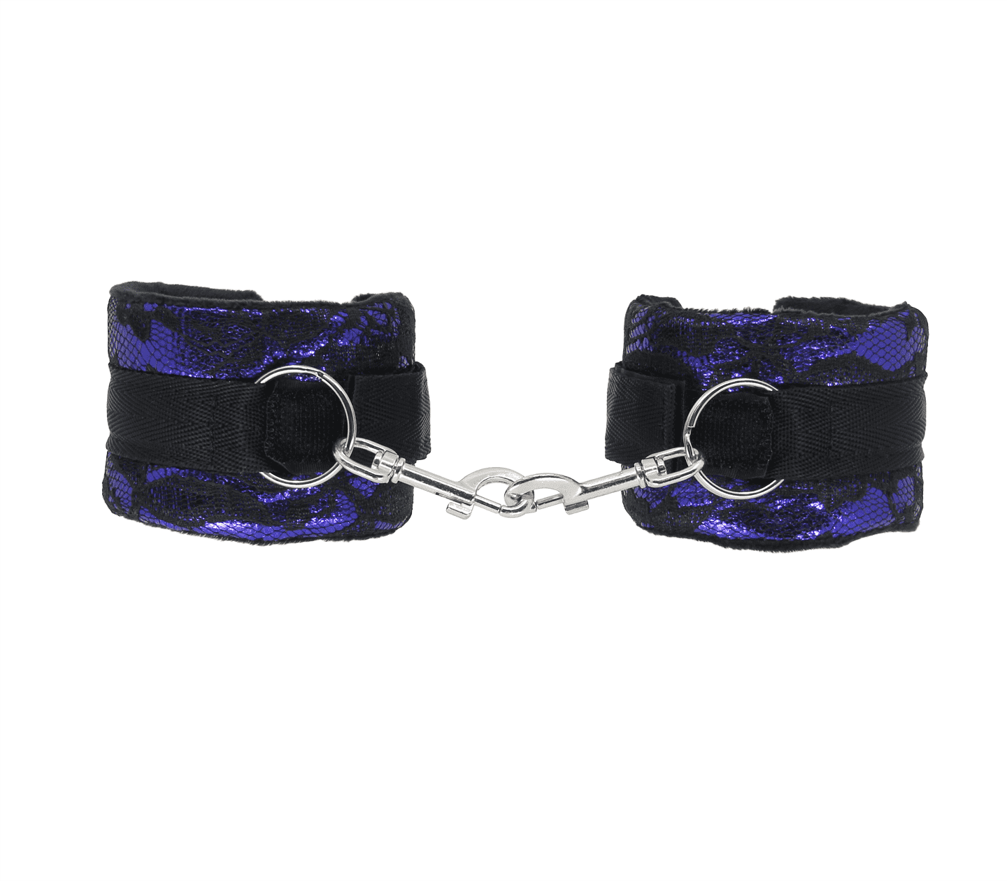 Love In Leather Bright Satin Wrist Cuffs Covered In Luxurious Lace