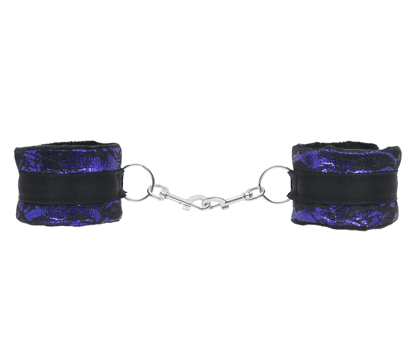 Love In Leather Bright Satin Wrist Cuffs Covered In Luxurious Lace