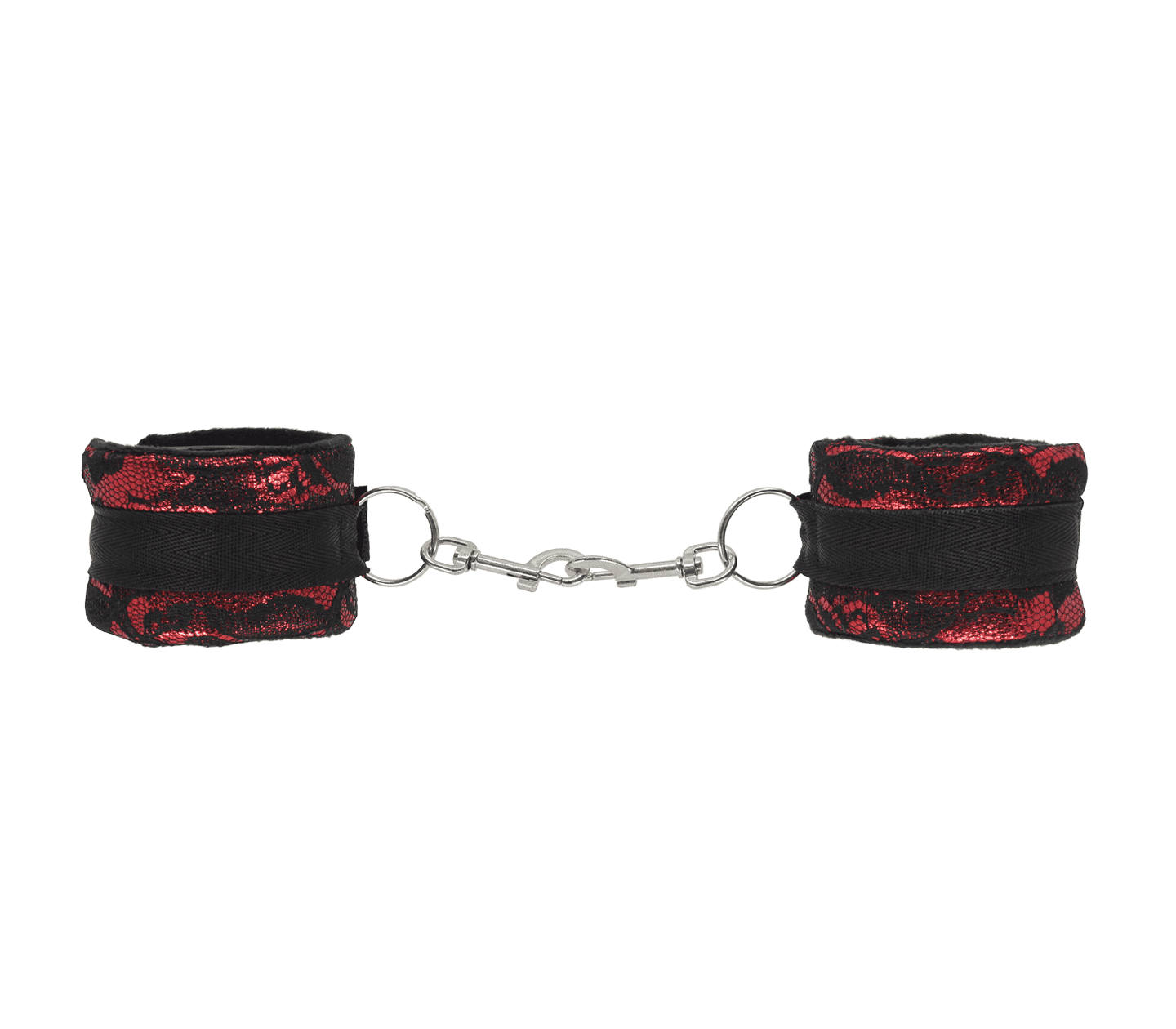 Love In Leather Bright Satin Wrist Cuffs Covered In Luxurious Lace