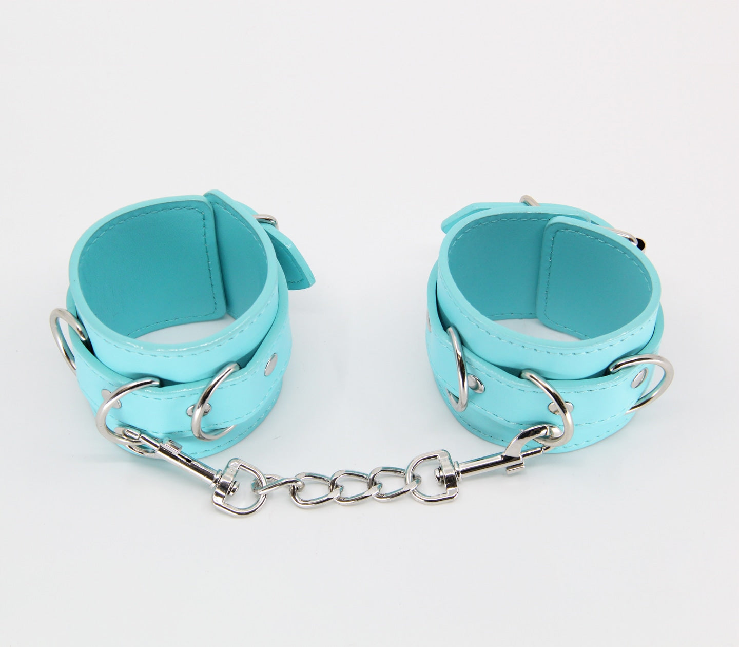 Love In Leather Turquoise Blue Faux Leather Wrist Restraints