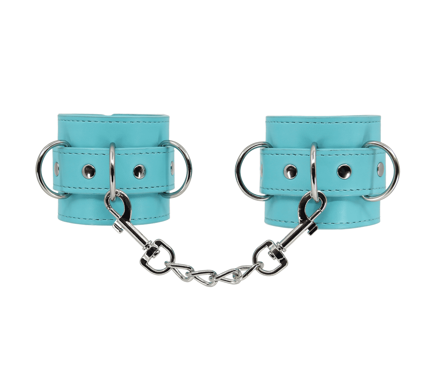 Love In Leather Turquoise Blue Faux Leather Wrist Restraints