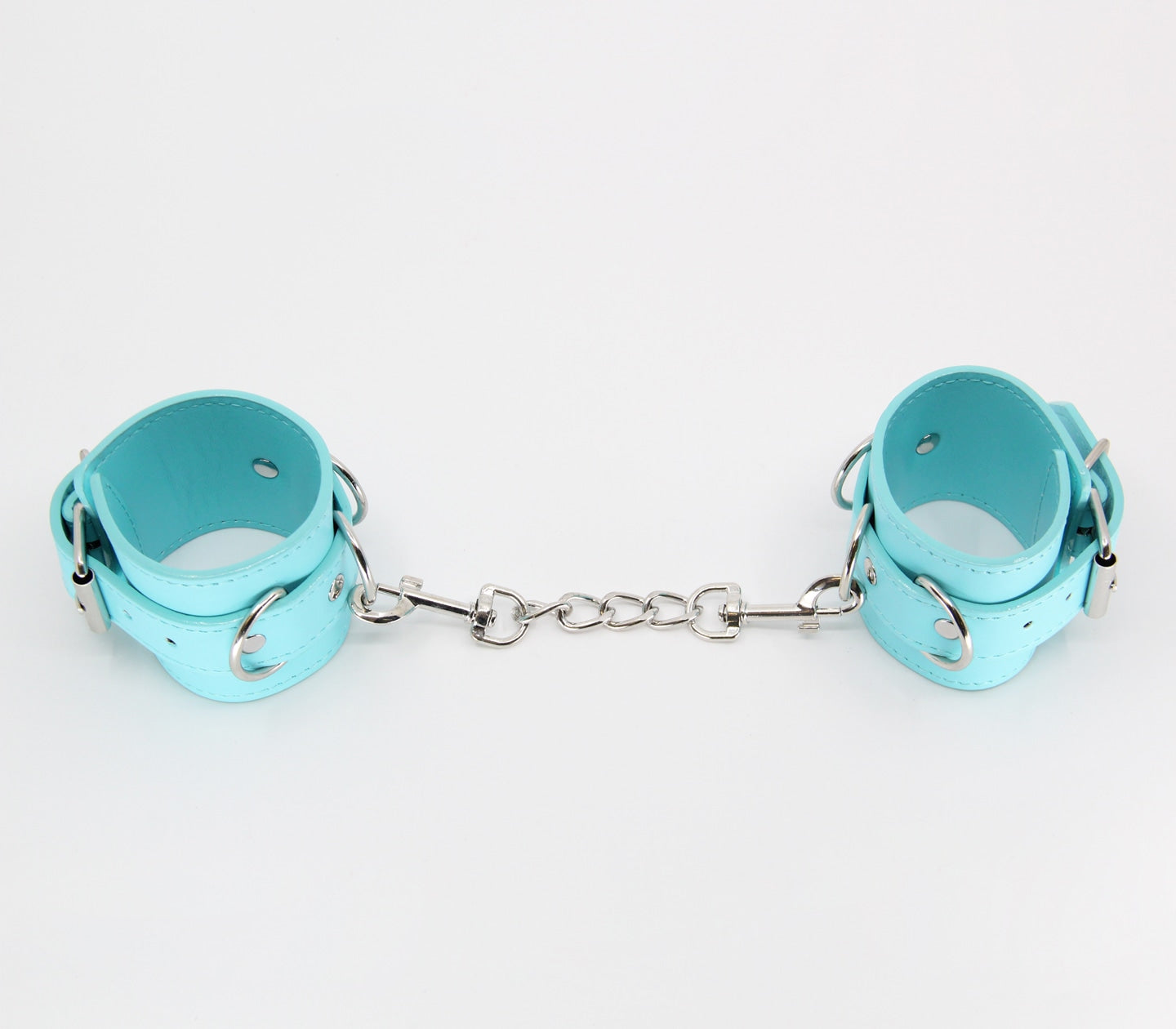 Love In Leather Turquoise Blue Faux Leather Wrist Restraints