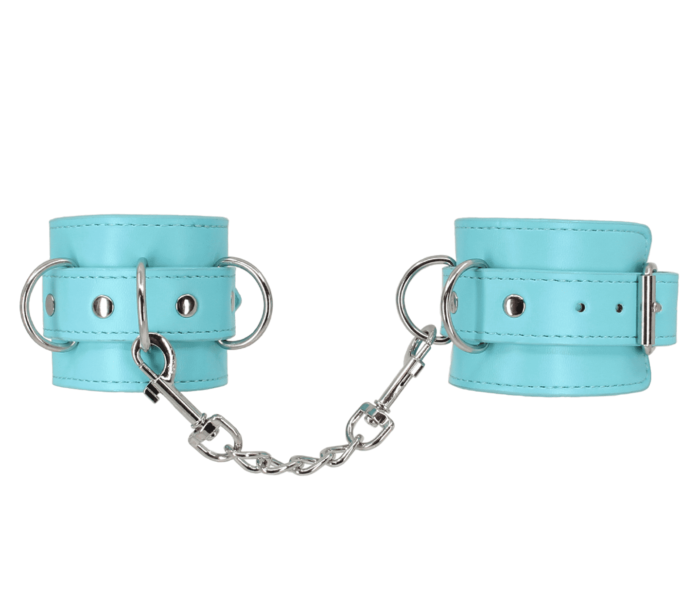 Love In Leather Turquoise Blue Faux Leather Wrist Restraints