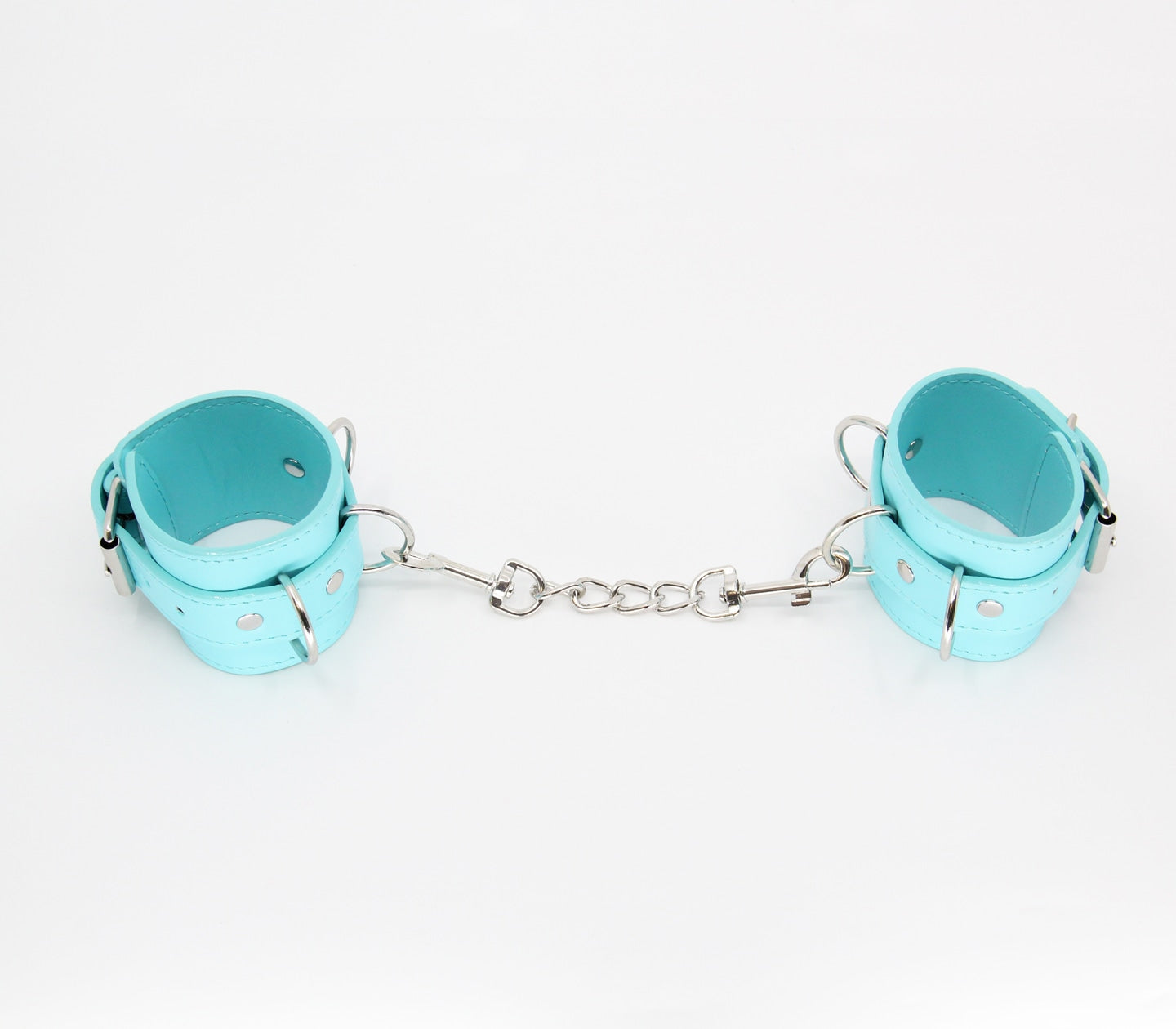 Love In Leather Turquoise Blue Faux Leather Wrist Restraints