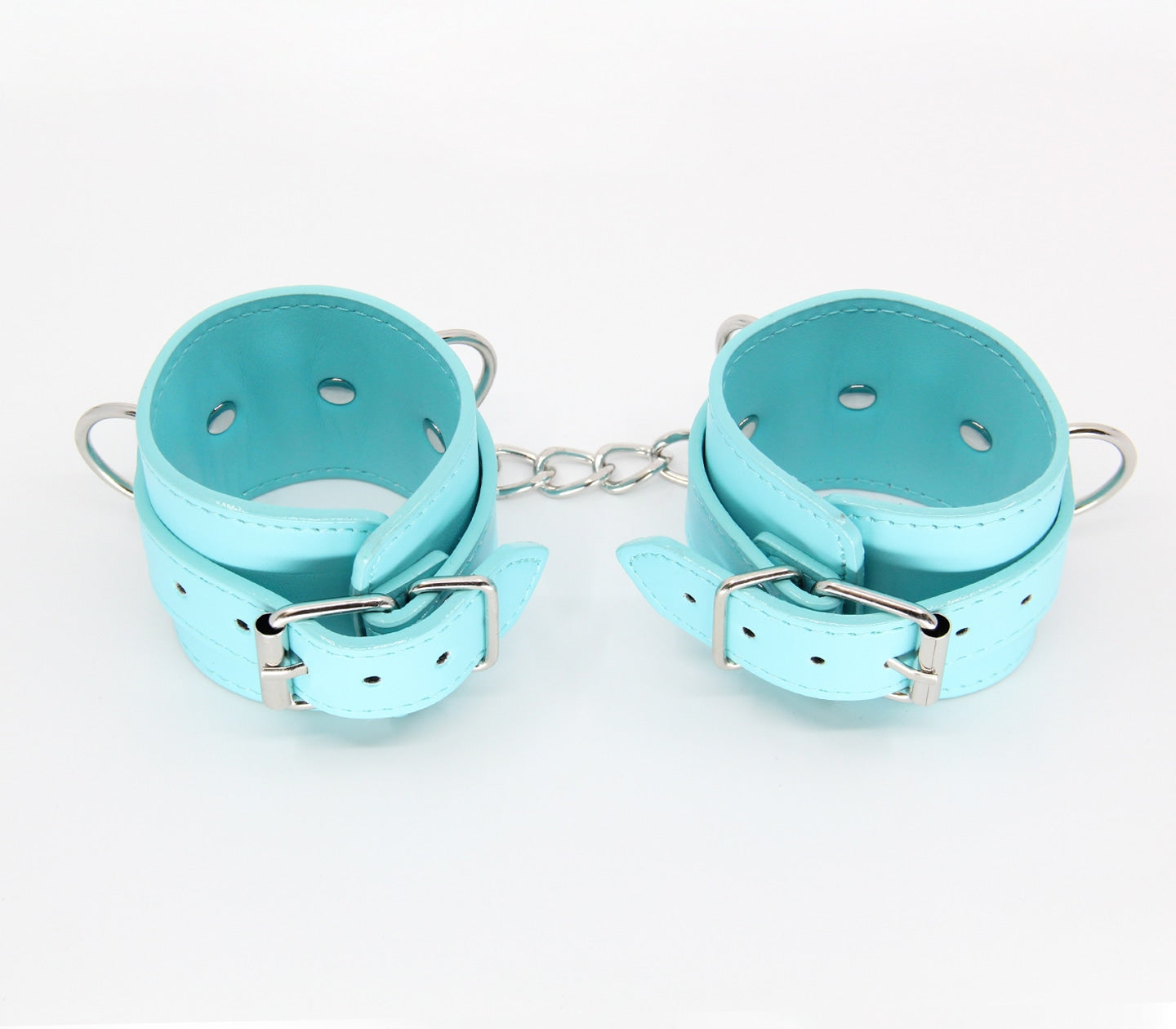 Love In Leather Turquoise Blue Faux Leather Wrist Restraints