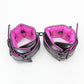 Love In Leather Black Padded Wrist Restraints With Contrast Hot Pink Lining, Matte Black Hardware