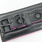 Love In Leather Black Padded Wrist Restraints With Contrast Hot Pink Lining, Matte Black Hardware