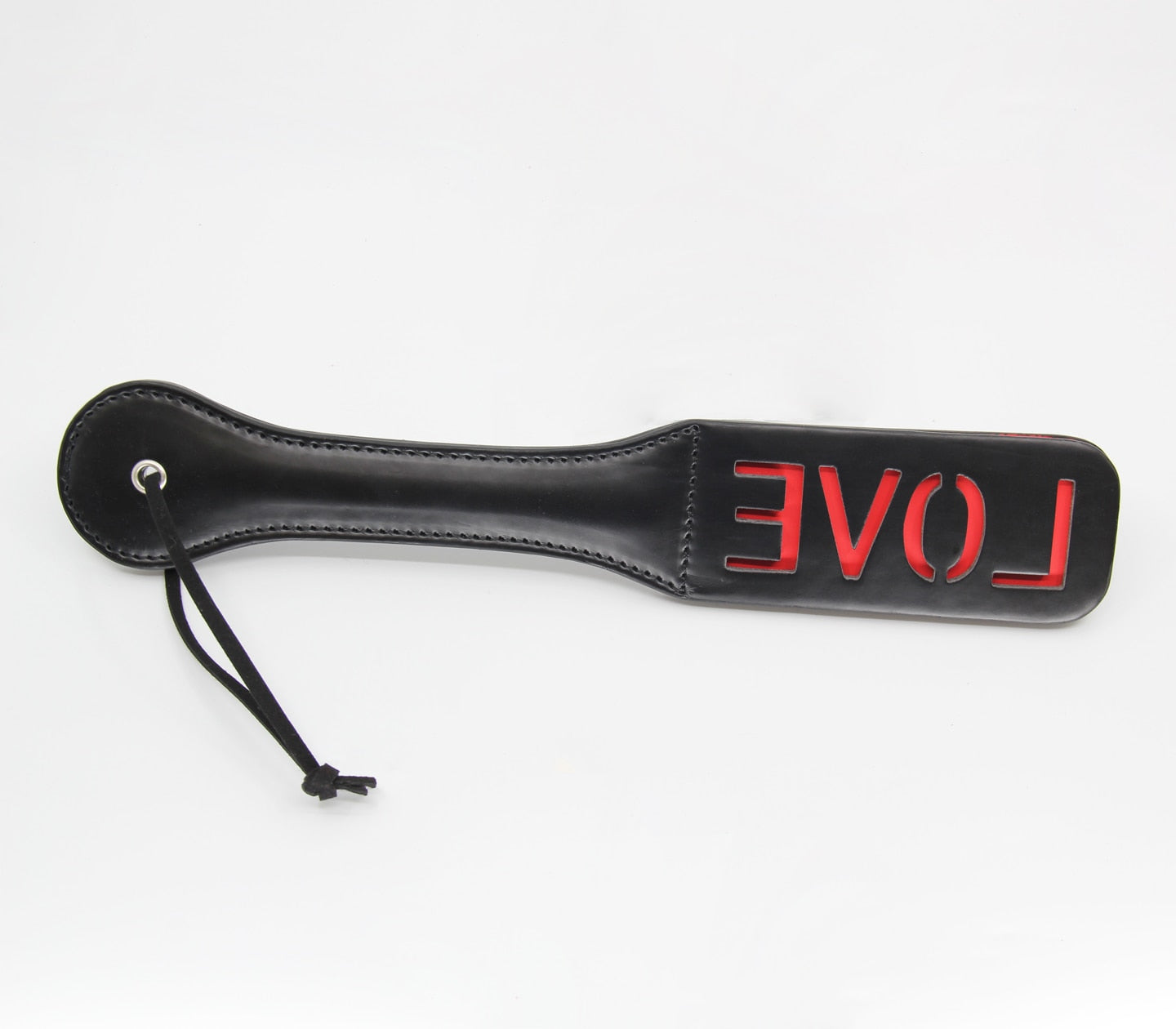 Love In Leather Black Faux Leather Slapper Paddle With ‘Love’ Cut Out Design B-PAD05