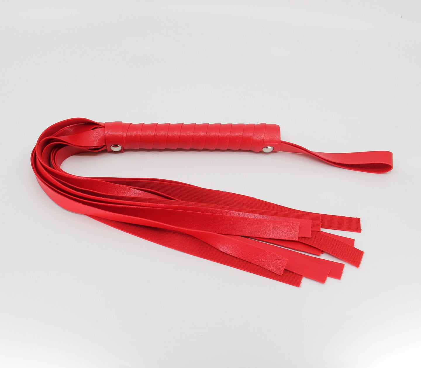 Love In Leather Basic PU Leather Flogger With Wrist Strap And Stud Detail B-WHI01