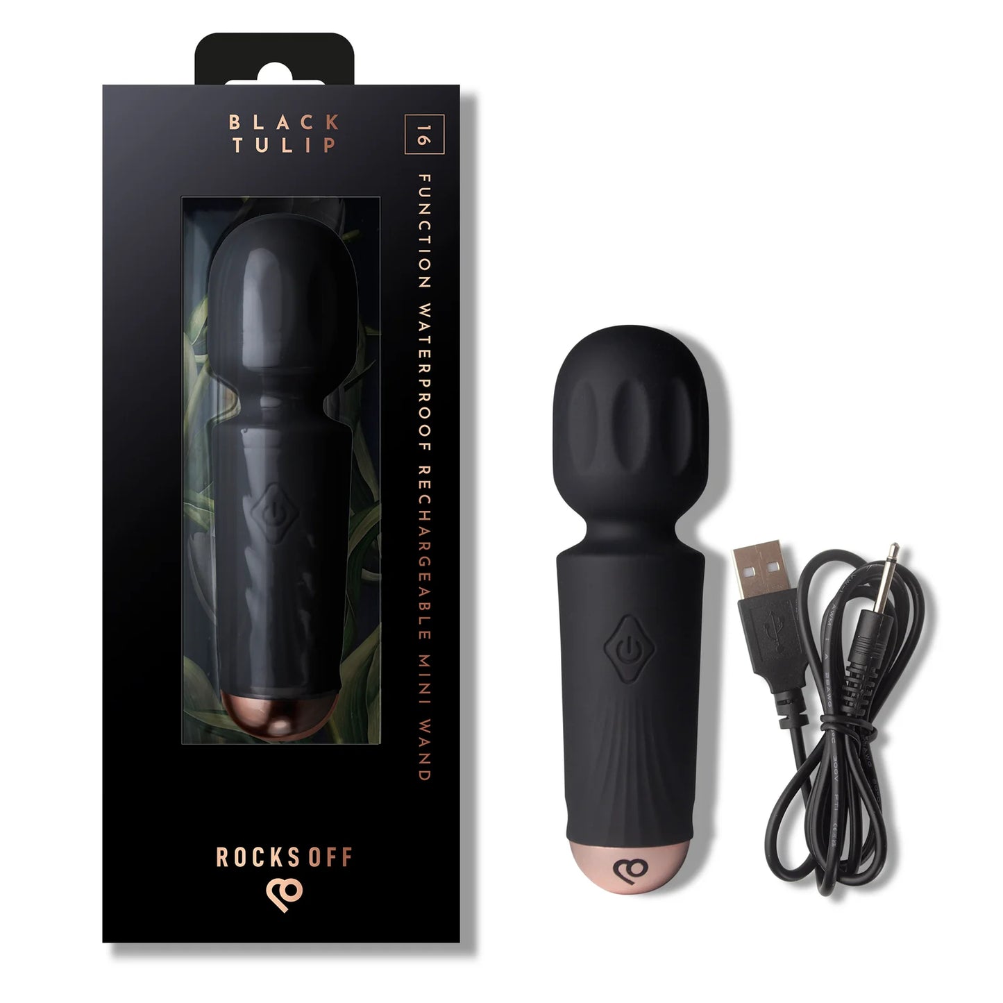 Rocks Off Rechargeable Mini Wand - Black Tulip