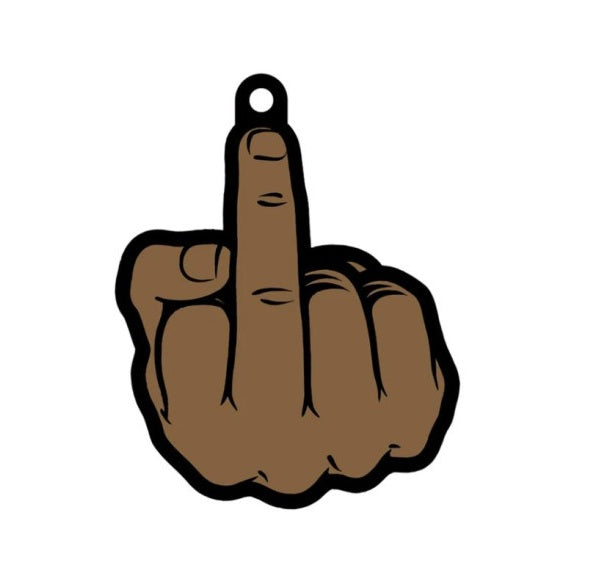 Wood Rocket Middle Finger Air Freshener Brown