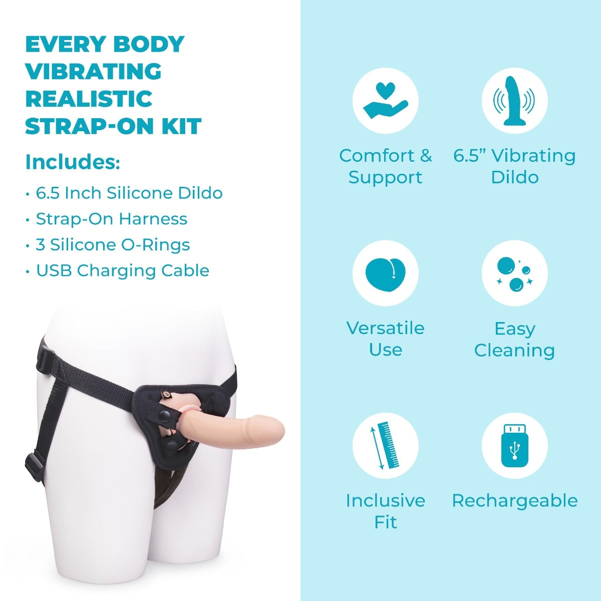 COTR | B-Vibe Every Body Vibrating Realistic Strap-On Kit