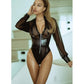 Killer Legs Clocking Out Faux Leather Zip Up Bodysuit Black Size S/M or M/L