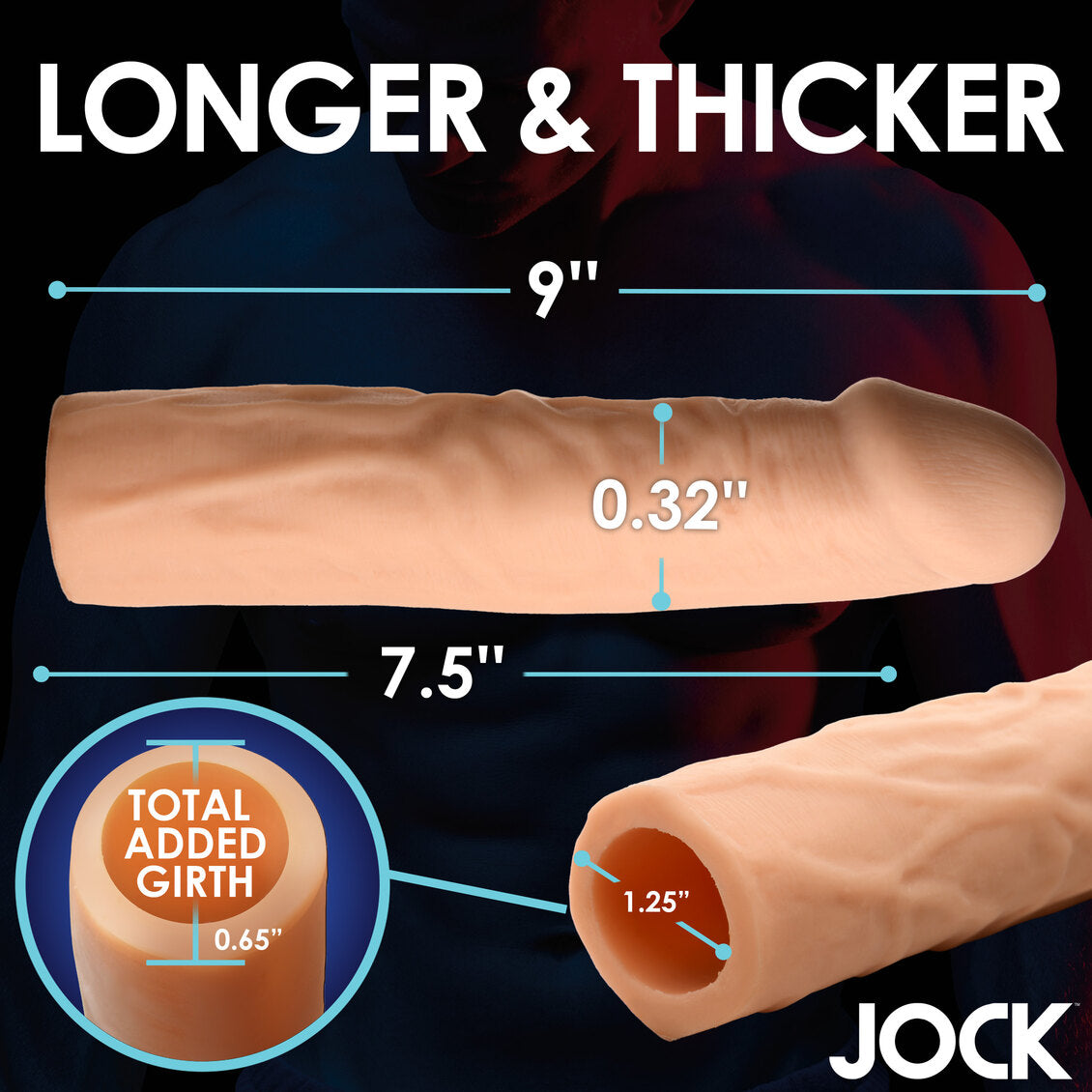Curve Toys | JOCK Extra Long 1.5" Penis Extension Sleeve - Light