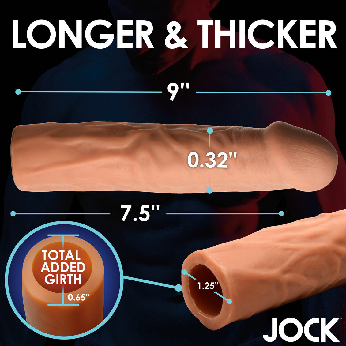 Curve Toys | JOCK Extra Long 1.5" Penis Extension Sleeve - Medium