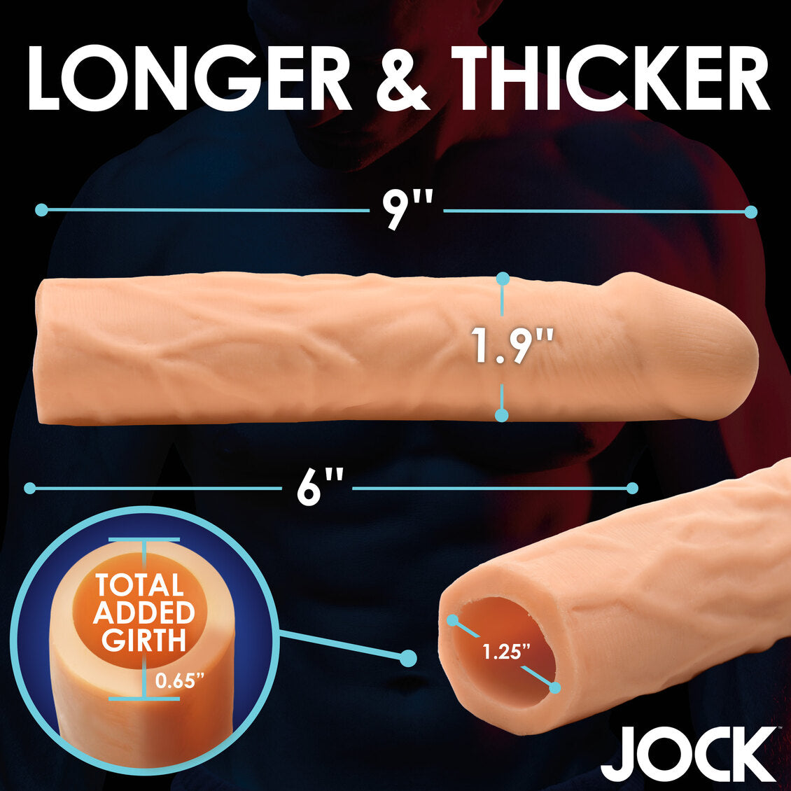 Curve Toys | JOCK Extra Long 3" Penis Extension Sleeve - Light