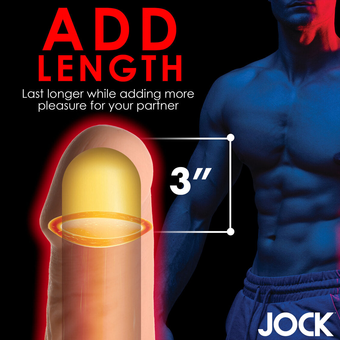 Curve Toys | JOCK Extra Long 3" Penis Extension Sleeve - Light