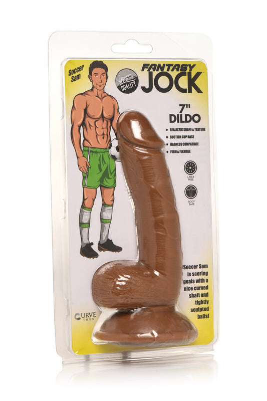Curve Toys | Fantasy Jock Soccer Sam 7" Dildo with Balls - Dark