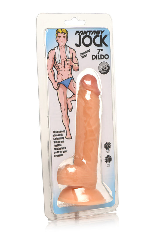 Curve Toys | Fantasy Jock Swimming Simon 7" Dildo with Balls - Light