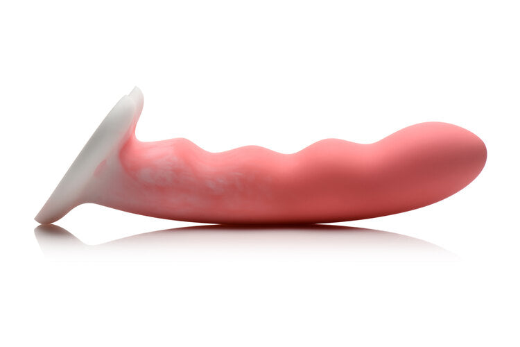 Curve Toys | Simply Sweet 8" Wavy Silicone Dildo Pink White